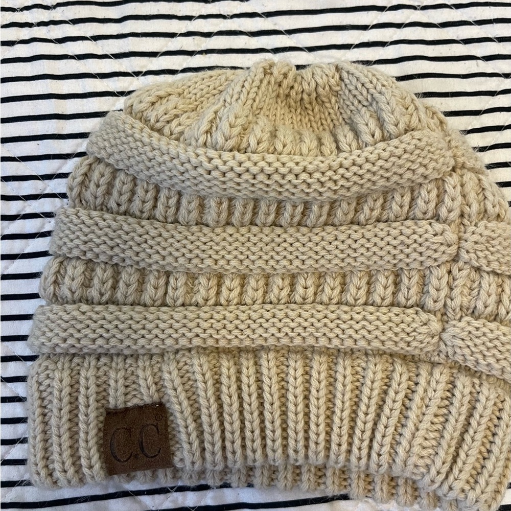 C.C Beige Knit Beanie